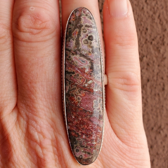 New Huge Leopard Skin Jasper 925 Silver Statement Ring. - Picture 8 of 12